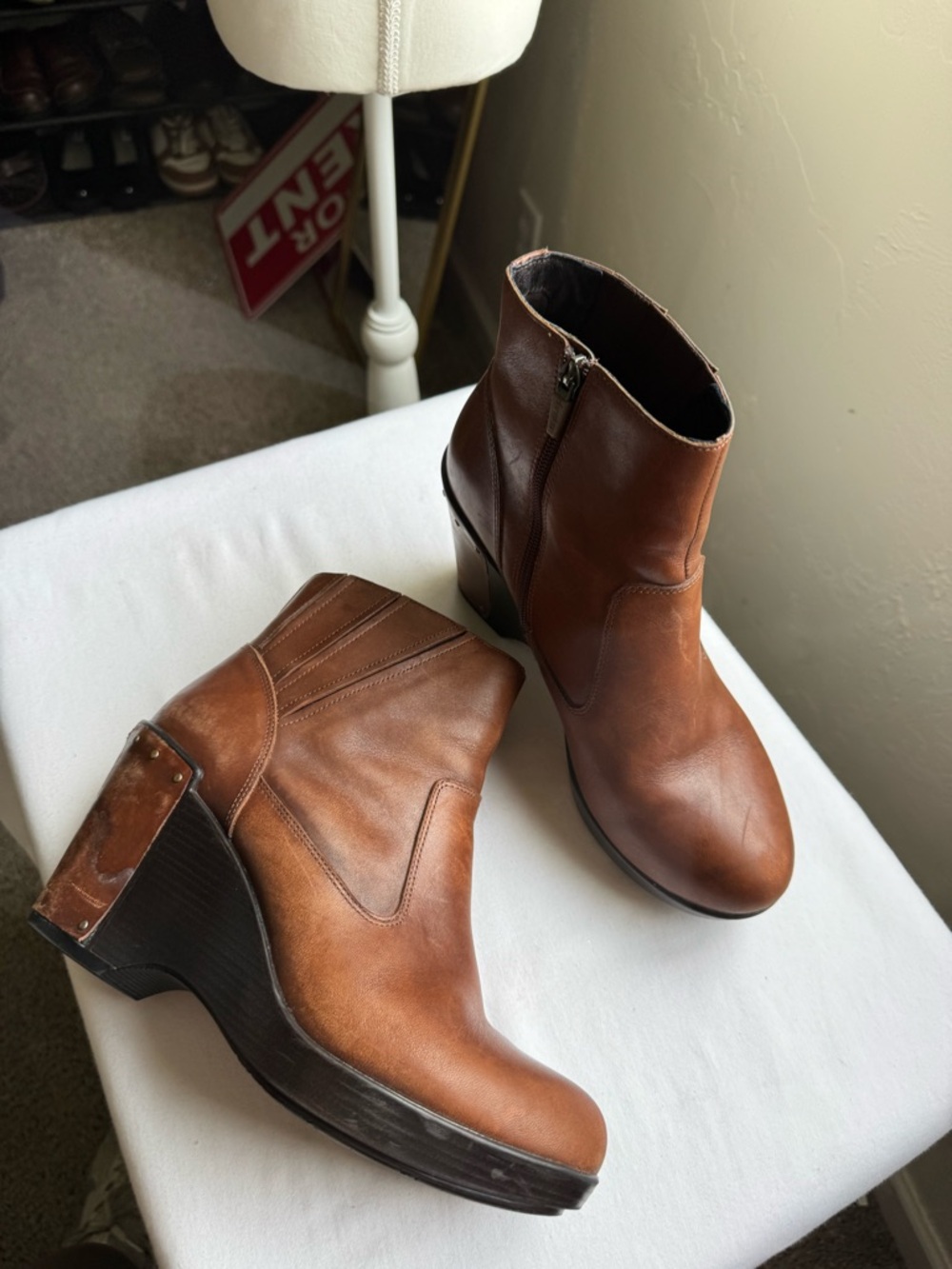 Dansko Faithe leather wedge ankle boots, Size 40 USA 9.5-10